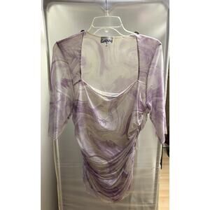 NWOT. Ganni ruched mesh top, European size 44.